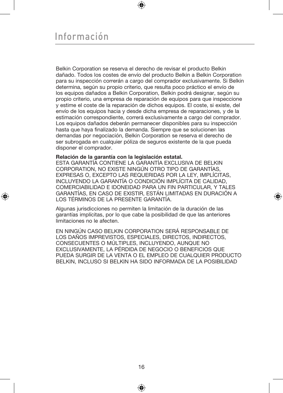 Información | Belkin Gibagbit Switch F5D5141uk16 User Manual | Page 94 / 266