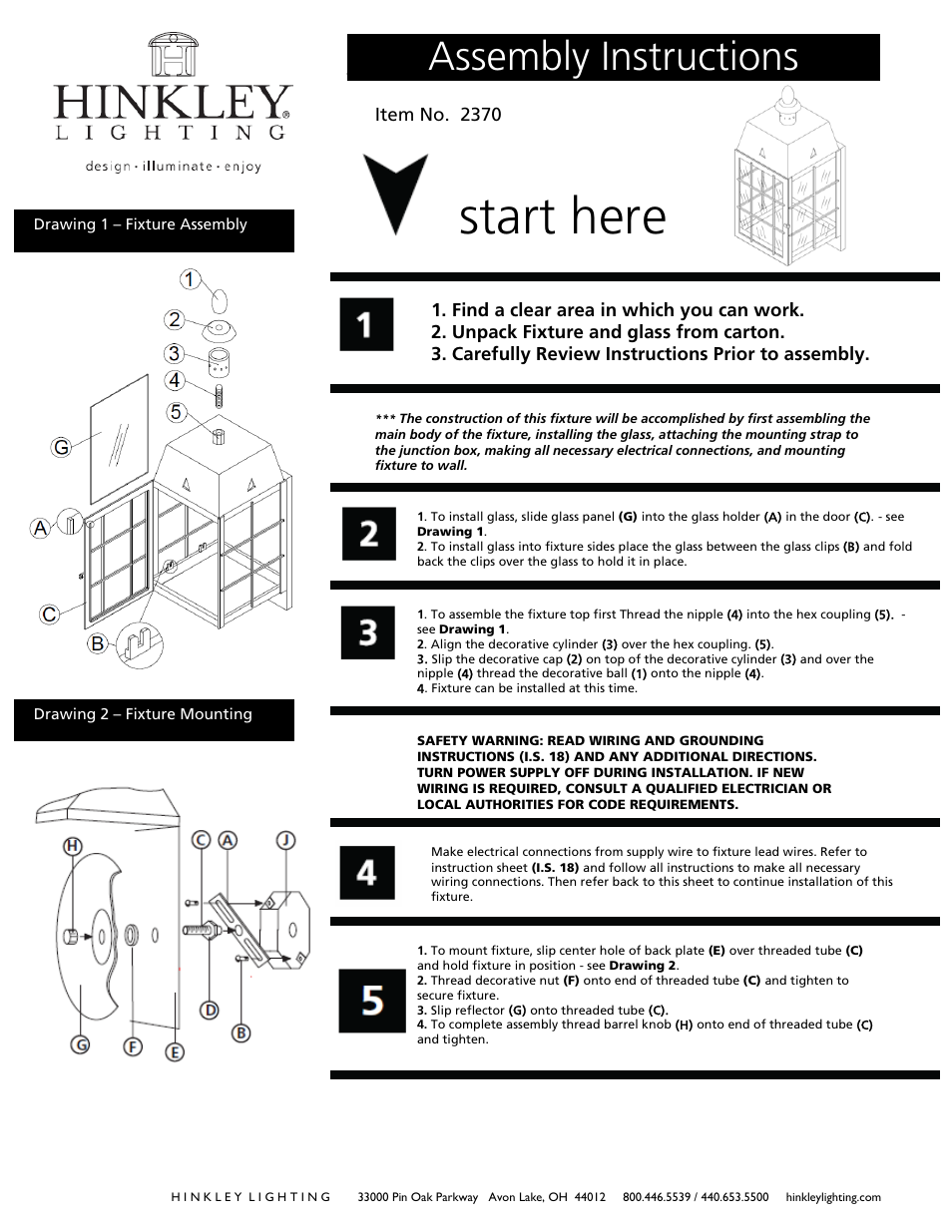 Hinkley Lighting NANTUCKET 2370 User Manual | 3 pages