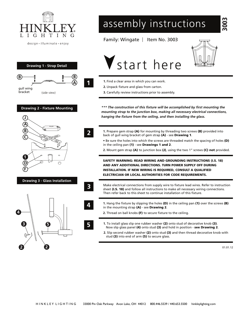 Hinkley Lighting WINGATE 3003OZ User Manual | 2 pages