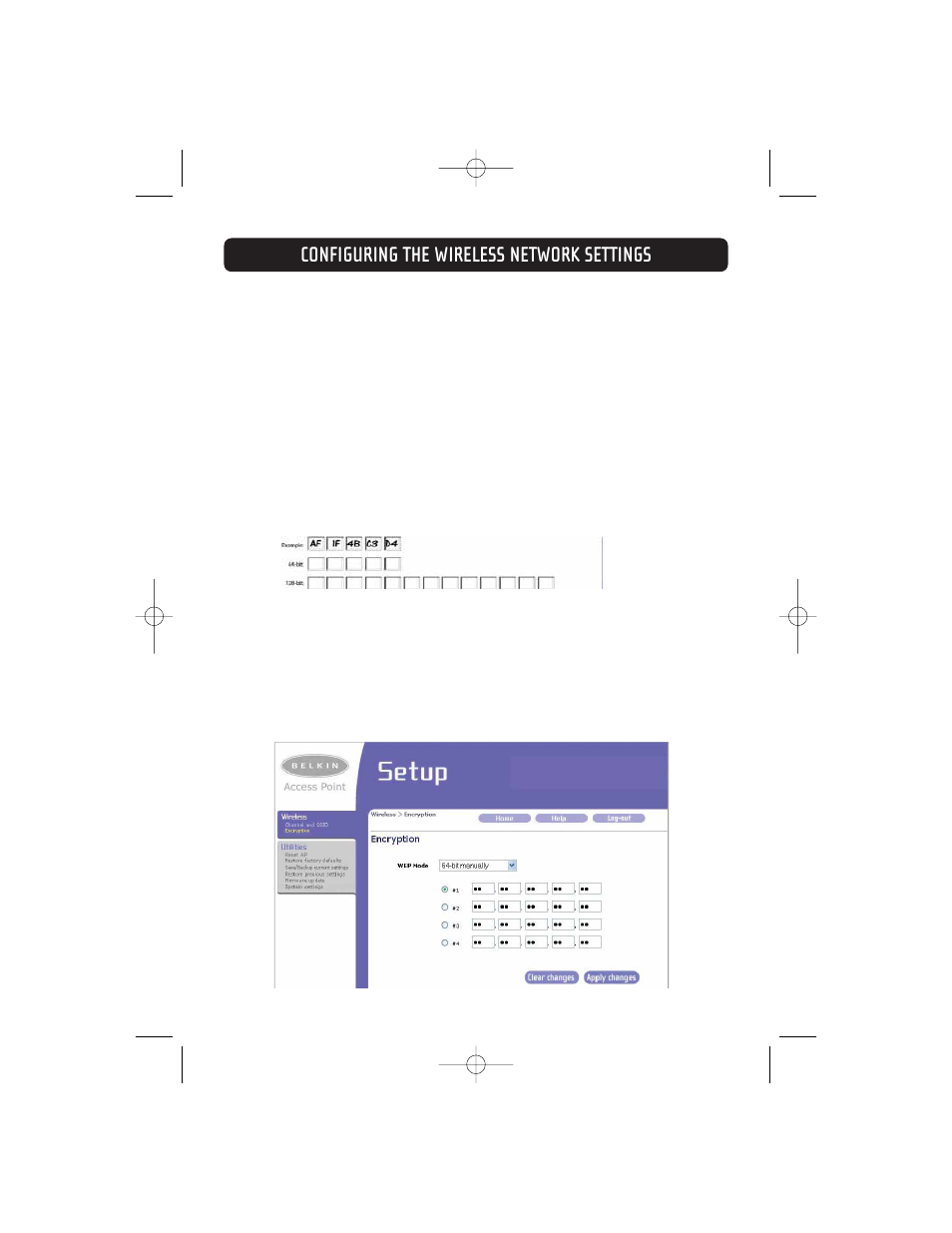 Configuring the wireless network settings | Belkin F5D7130 User Manual | Page 21 / 36