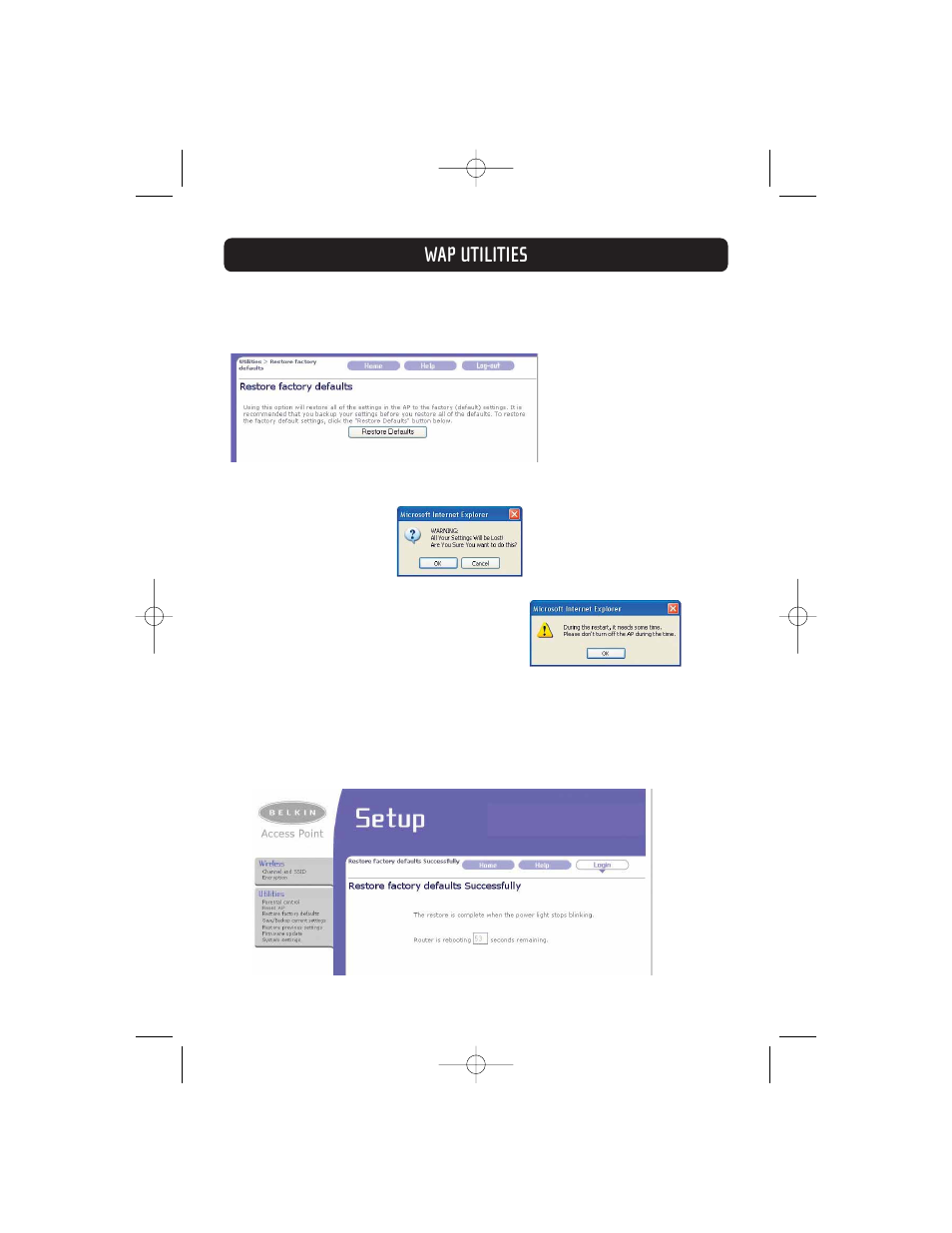 Wap utilities | Belkin F5D7130 User Manual | Page 25 / 36