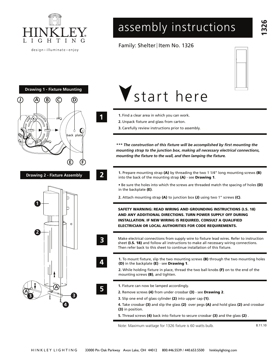 Hinkley Lighting SHELTER 1326 User Manual | 3 pages