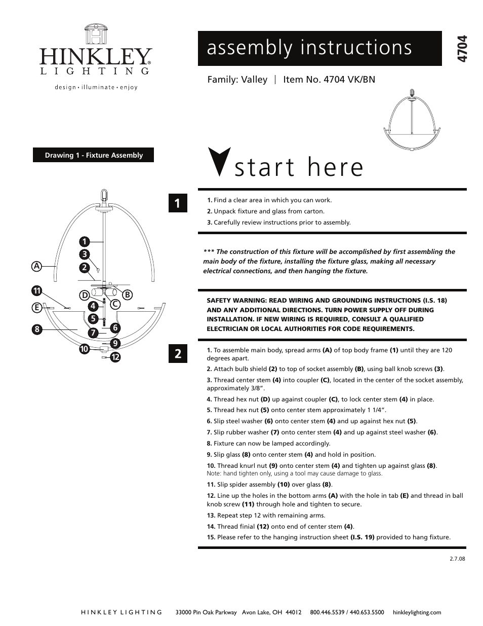Hinkley Lighting VALLEY 4704VK User Manual | 3 pages