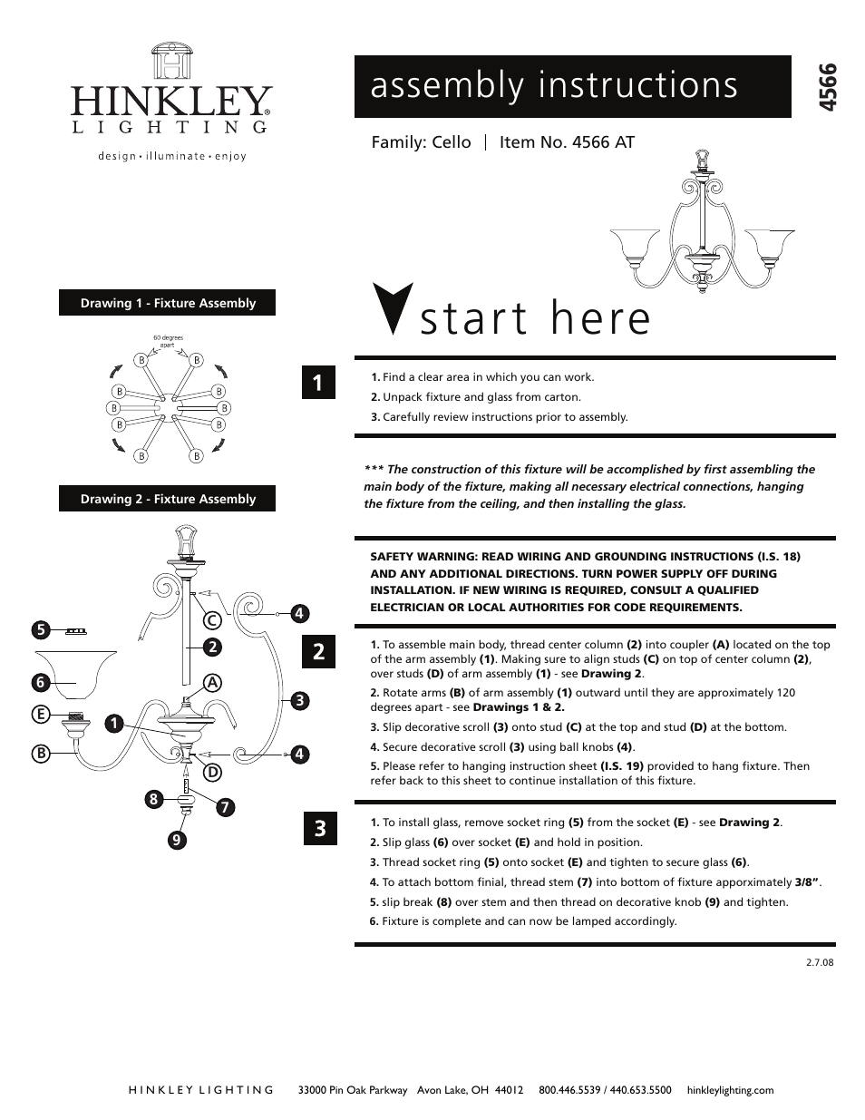 Hinkley Lighting CELLO 4566AT User Manual | 3 pages