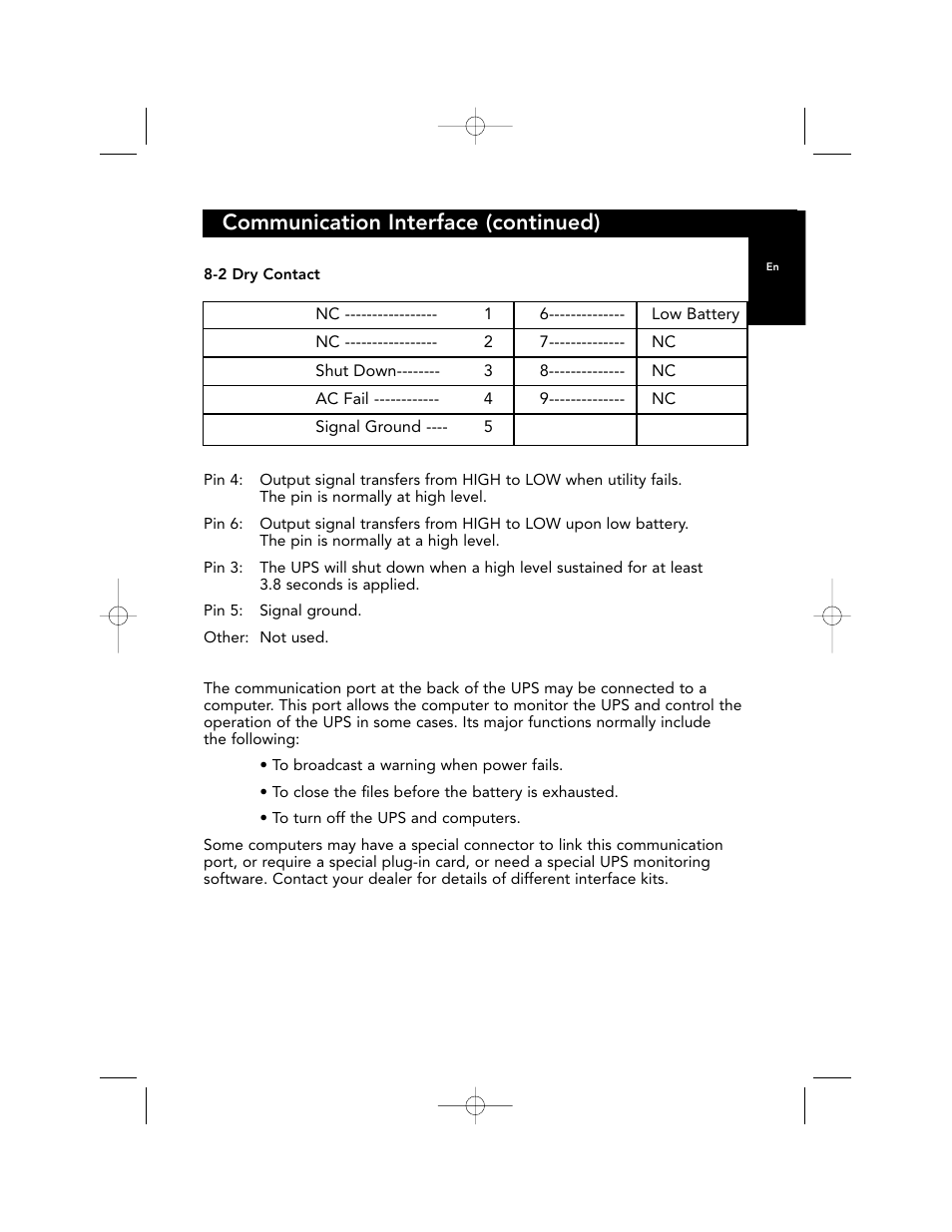 Communication interface (continued) | Belkin F6C700-EUR User Manual | Page 27 / 92