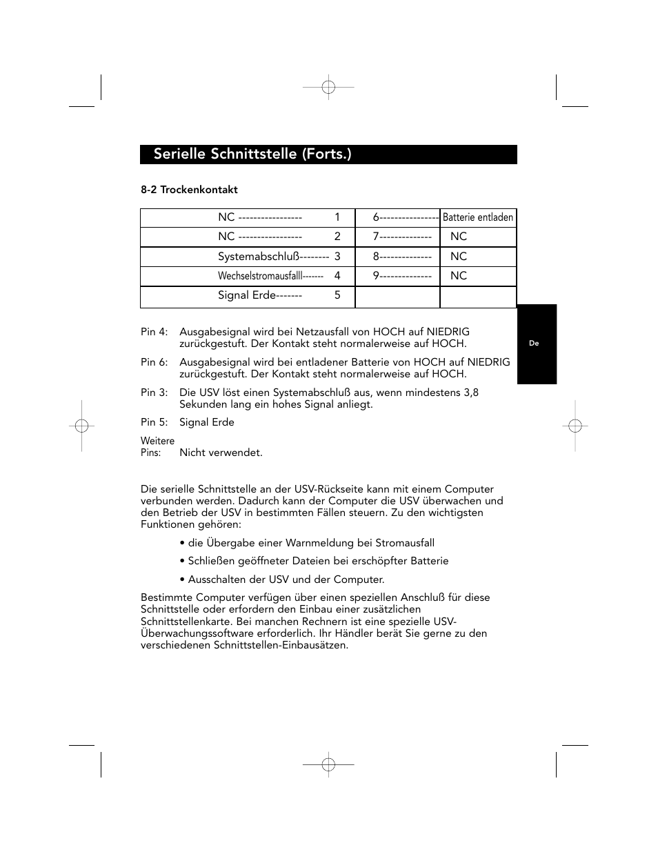 Serielle schnittstelle (forts.) | Belkin F6C700-EUR User Manual | Page 87 / 92