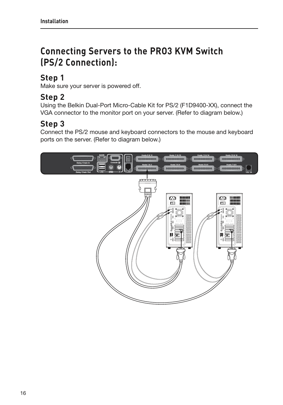 Step 1, Step 2, Step 3 | Belkin F1DA108Z User Manual | Page 18 / 48