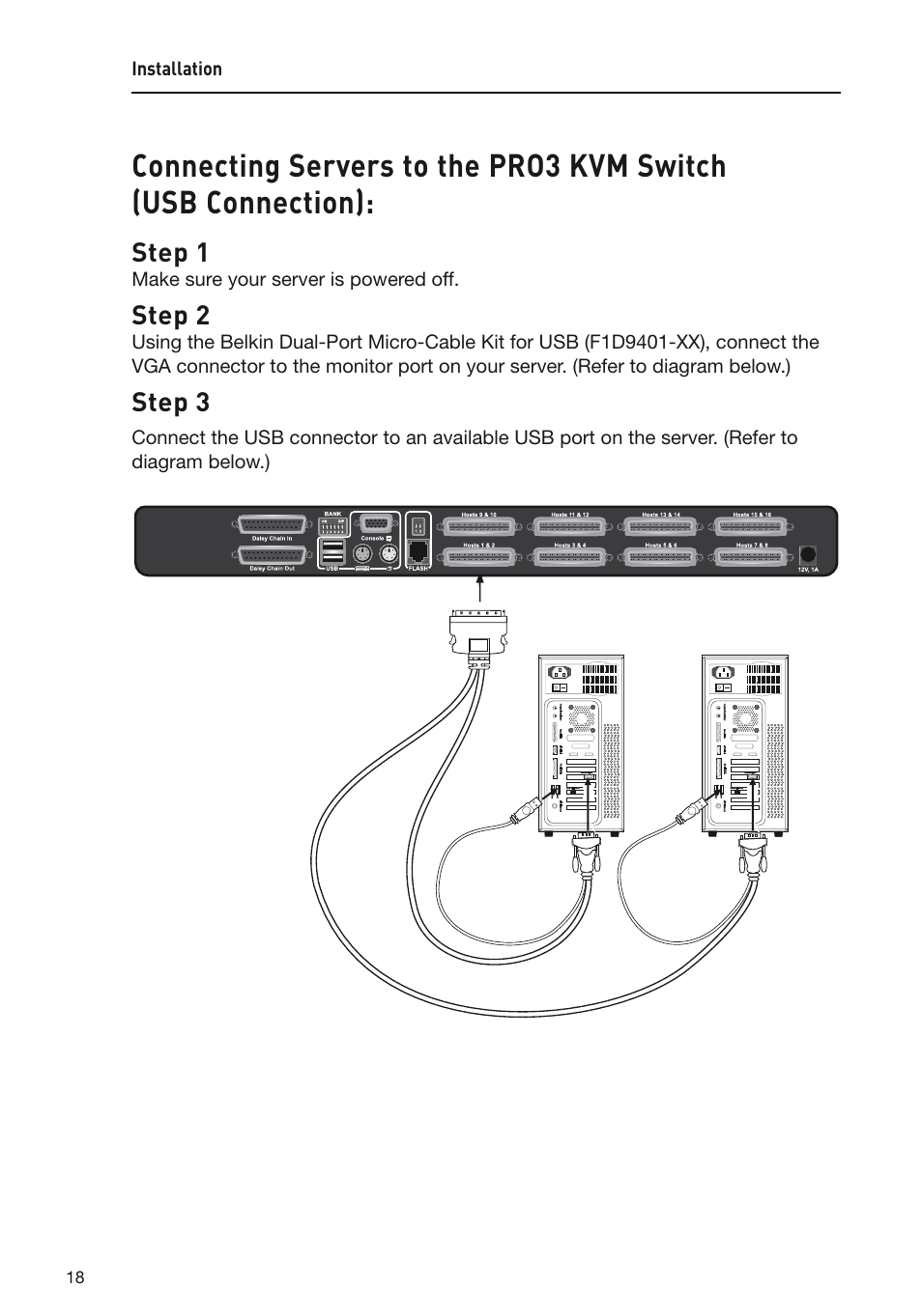 Step 1, Step 2, Step 3 | Belkin F1DA108Z User Manual | Page 20 / 48