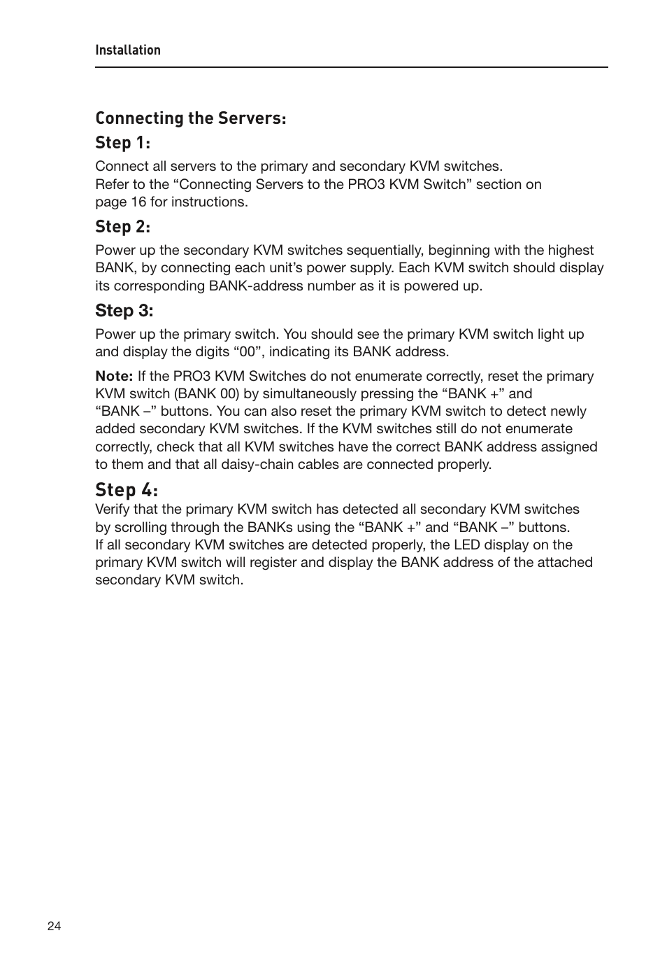Step 4, Connecting the servers: step 1, Step 2 | Step 3 | Belkin F1DA108Z User Manual | Page 26 / 48
