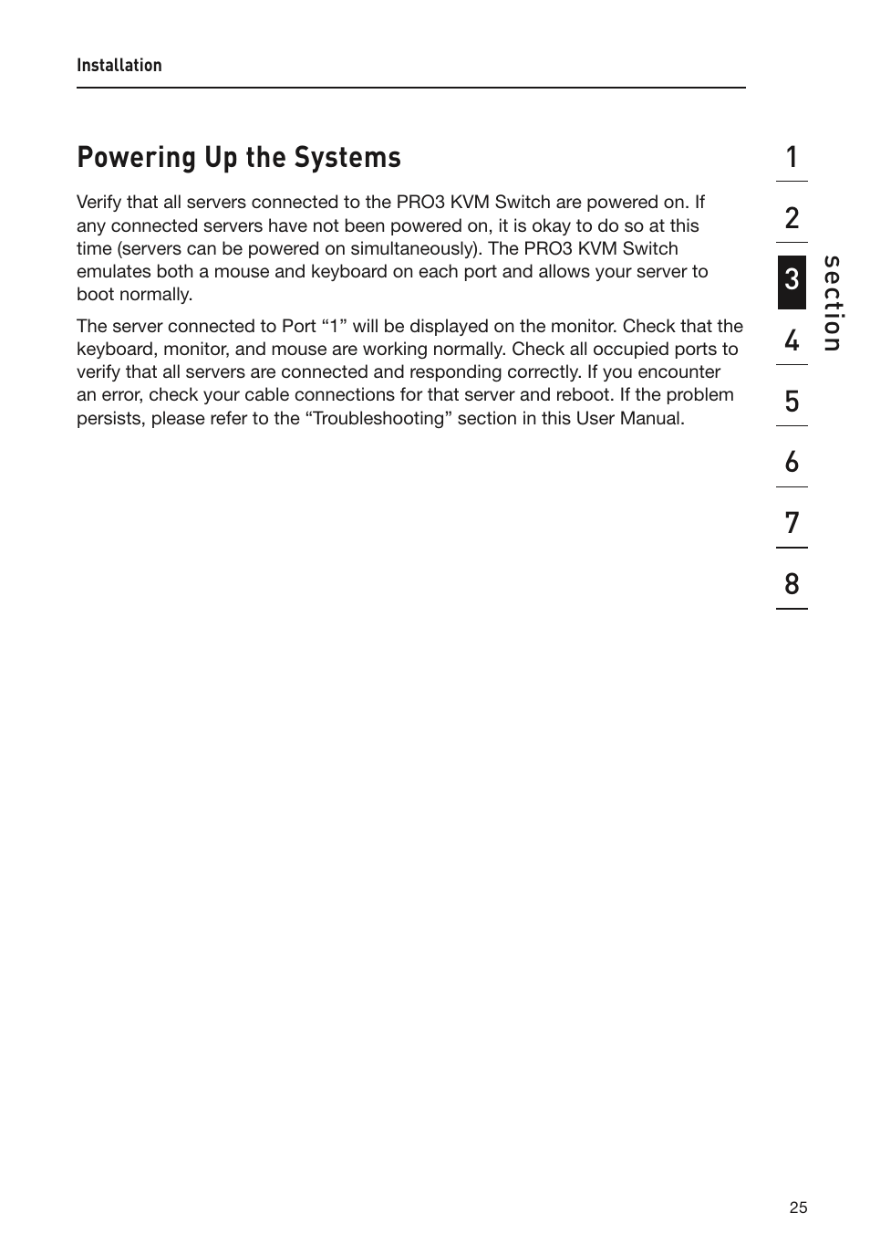 Powering up the systems | Belkin F1DA108Z User Manual | Page 27 / 48