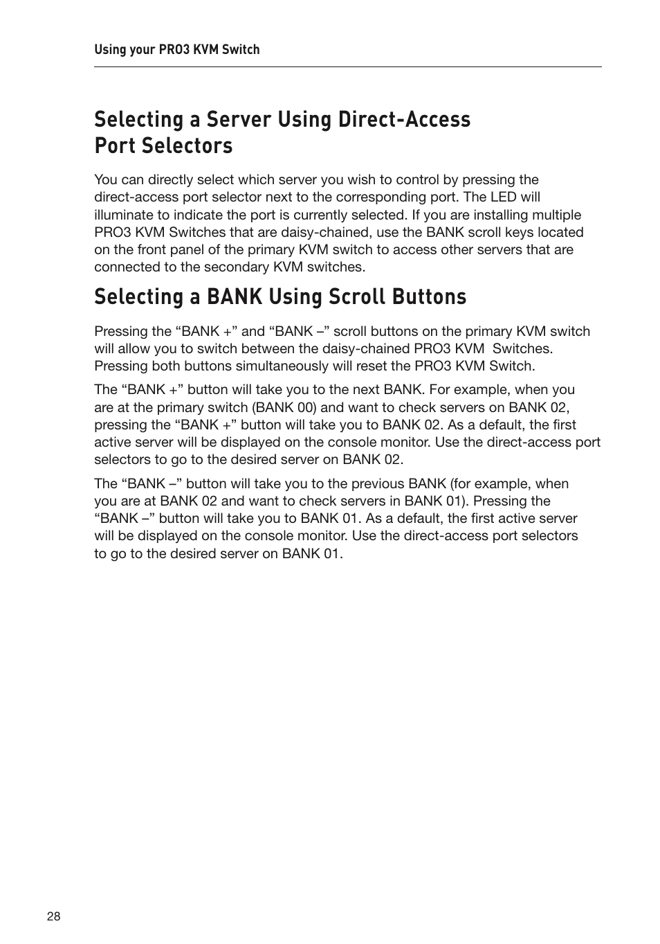 Selecting a bank using scroll buttons | Belkin F1DA108Z User Manual | Page 30 / 48