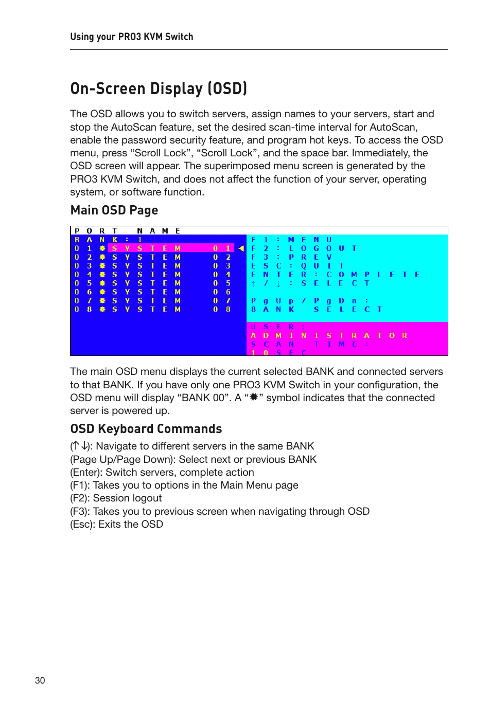 On-screen display (osd) | Belkin F1DA108Z User Manual | Page 32 / 48