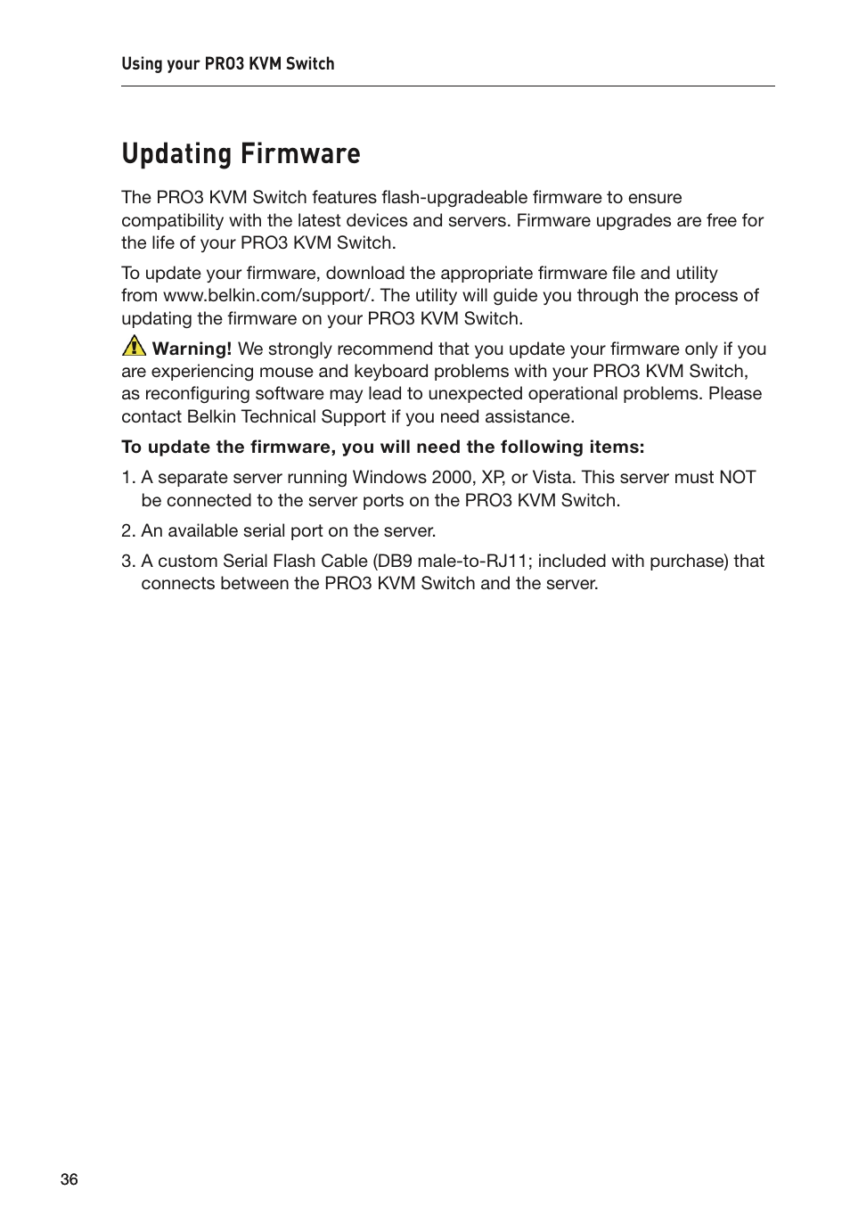 Updating firmware | Belkin F1DA108Z User Manual | Page 38 / 48