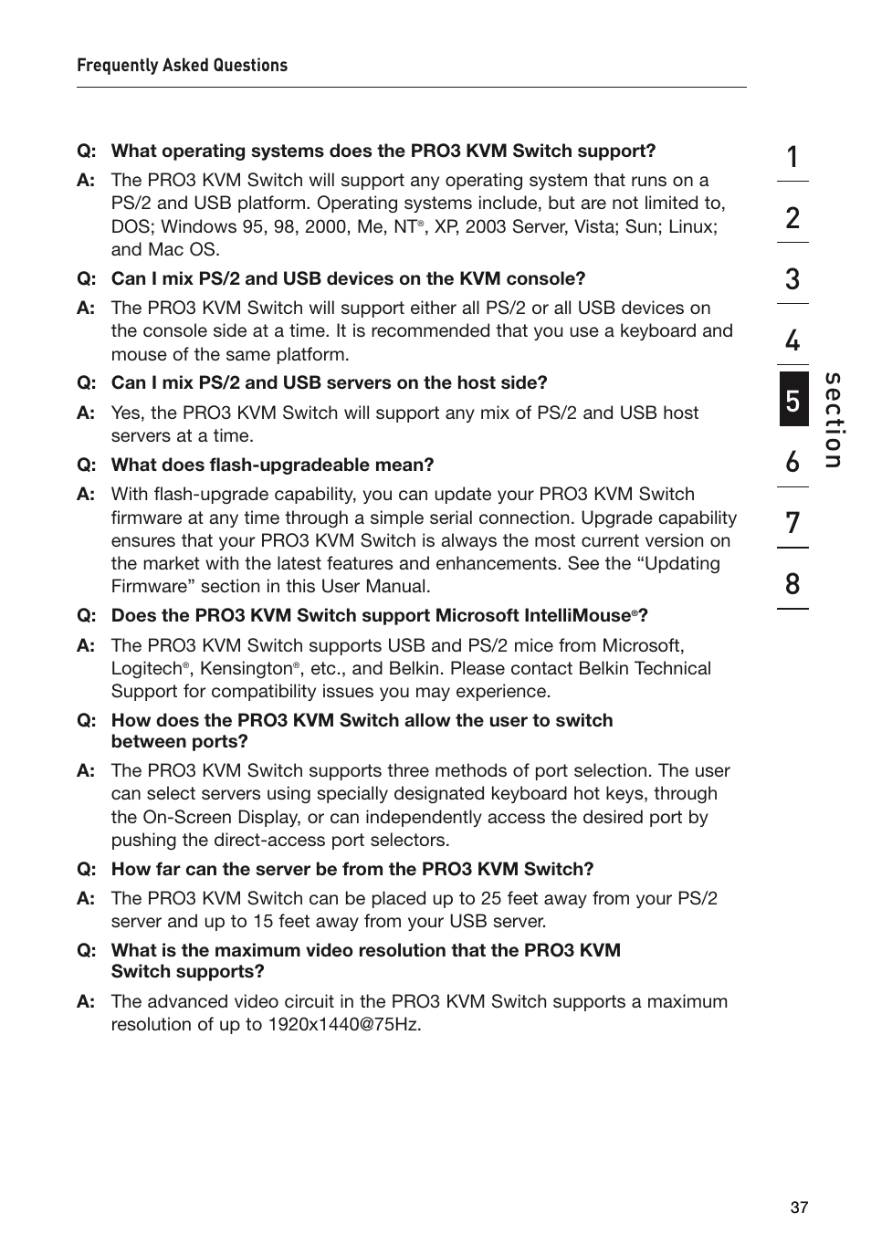 Se ct io n | Belkin F1DA108Z User Manual | Page 39 / 48