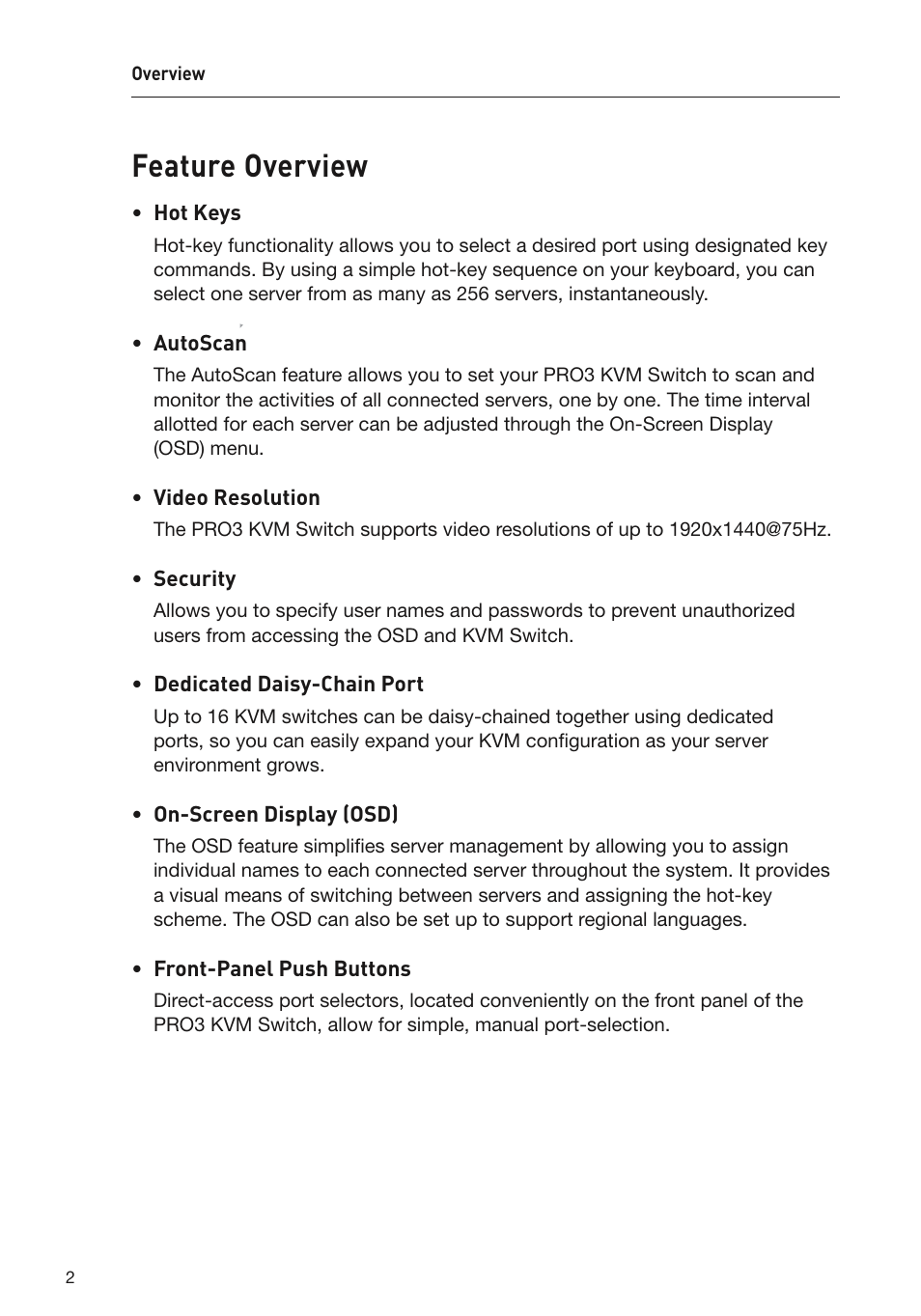 Feature overview | Belkin F1DA108Z User Manual | Page 4 / 48