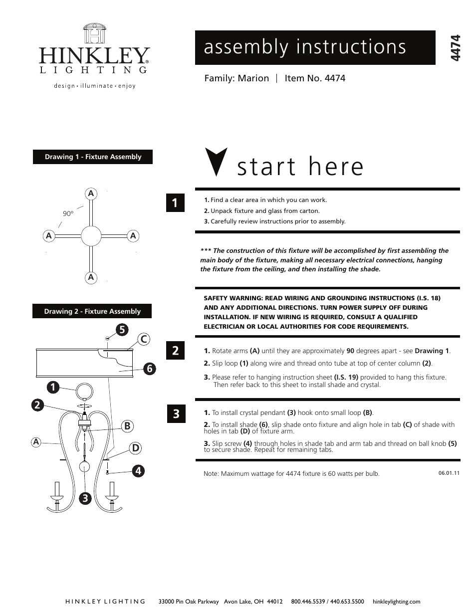 Hinkley Lighting MARION 4474TB User Manual | 3 pages