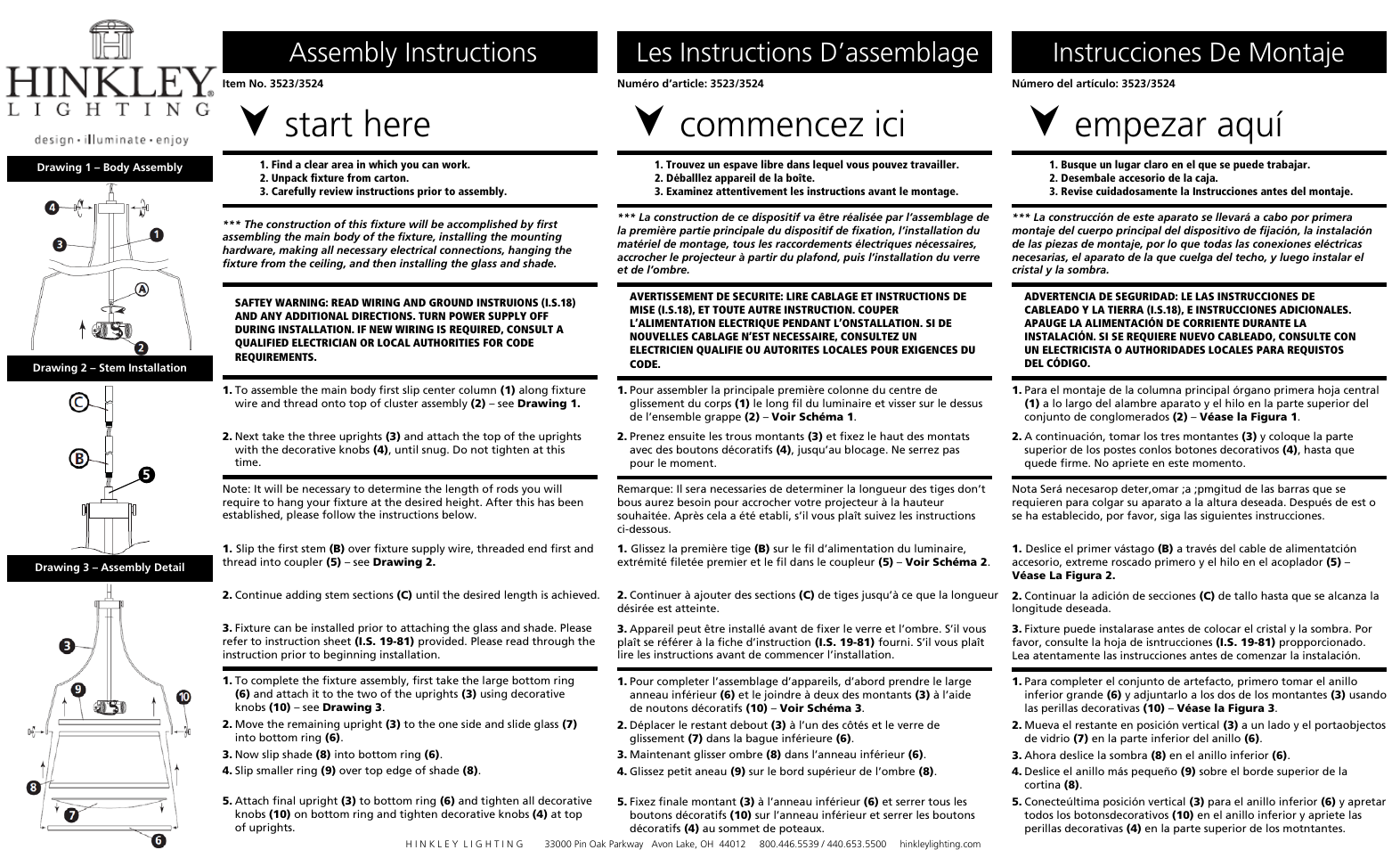 Hinkley Lighting CHARLOTTE 3524AN User Manual | 3 pages