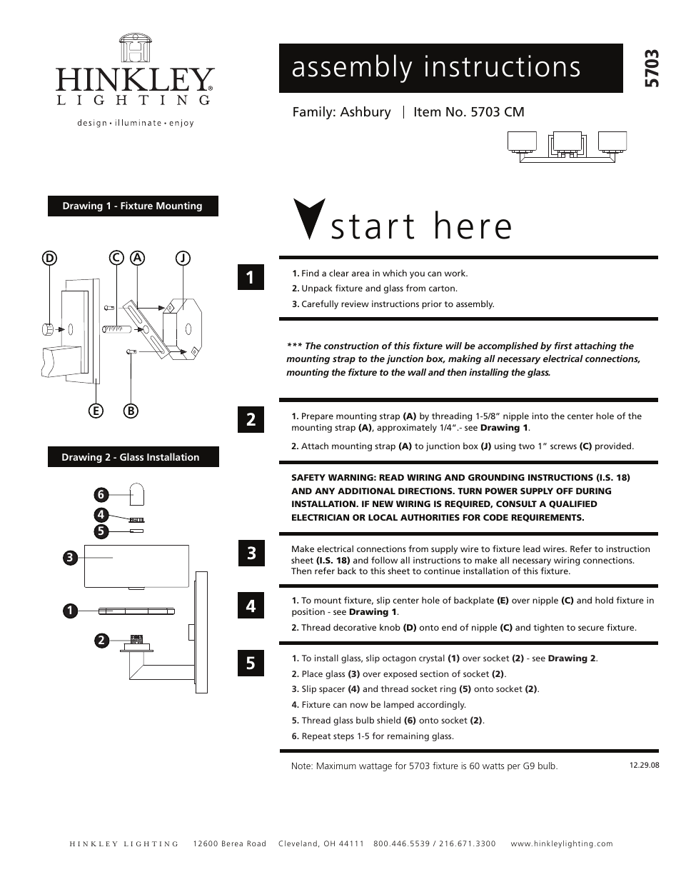 Hinkley Lighting ASHBURY 5703 User Manual | 1 page