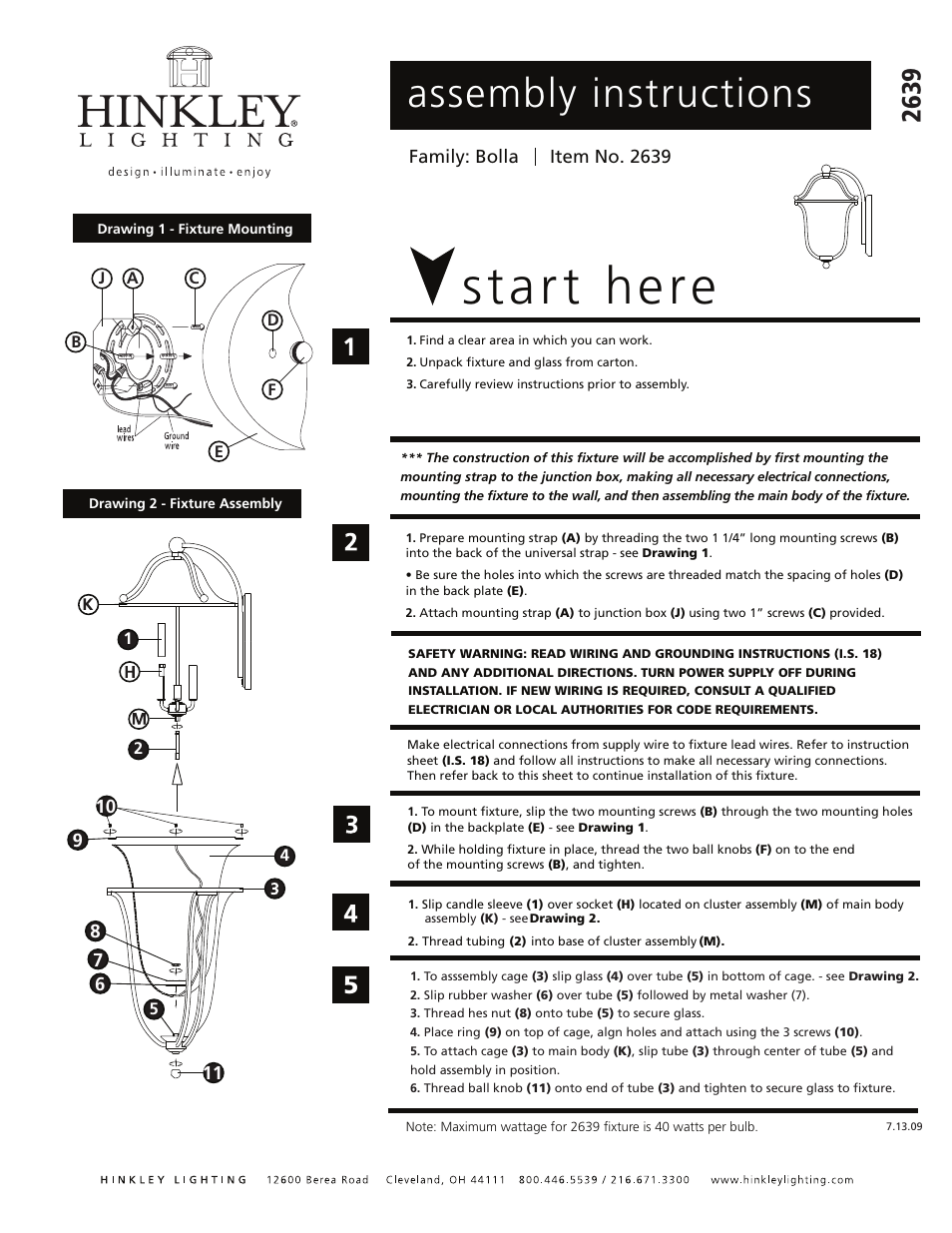 Hinkley Lighting BOLLA 2639 User Manual | 1 page