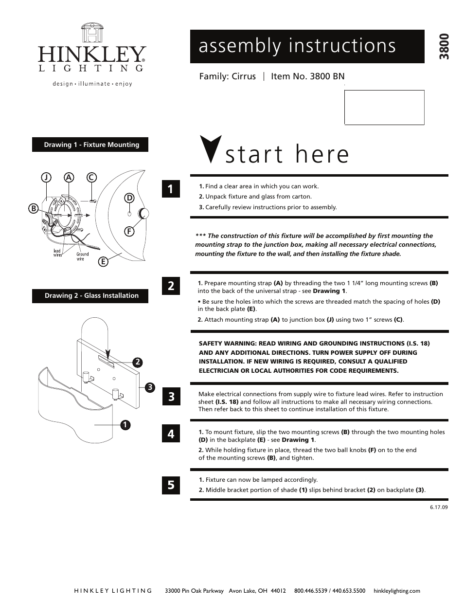 Hinkley Lighting CIRRUS 3800BN User Manual | 2 pages