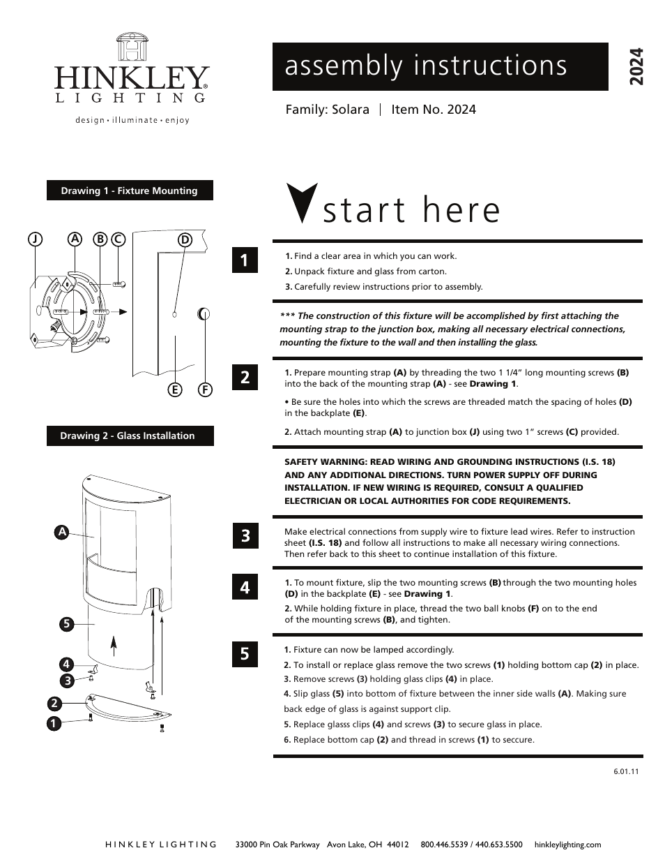 Hinkley Lighting SOLARA 2024 User Manual | 3 pages