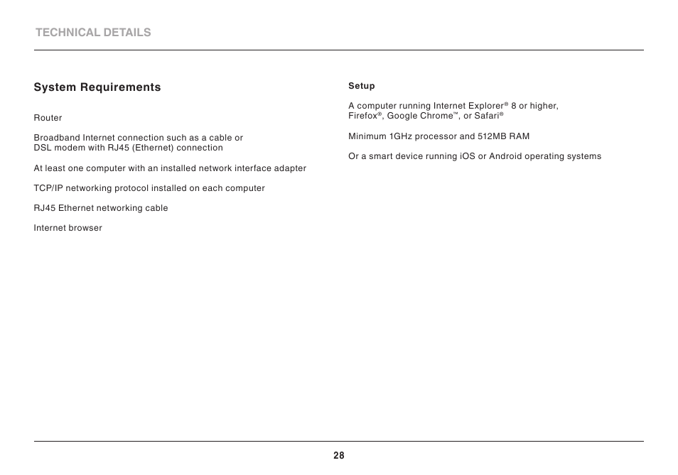 Technical details system requirements | Belkin N300 User Manual | Page 30 / 50