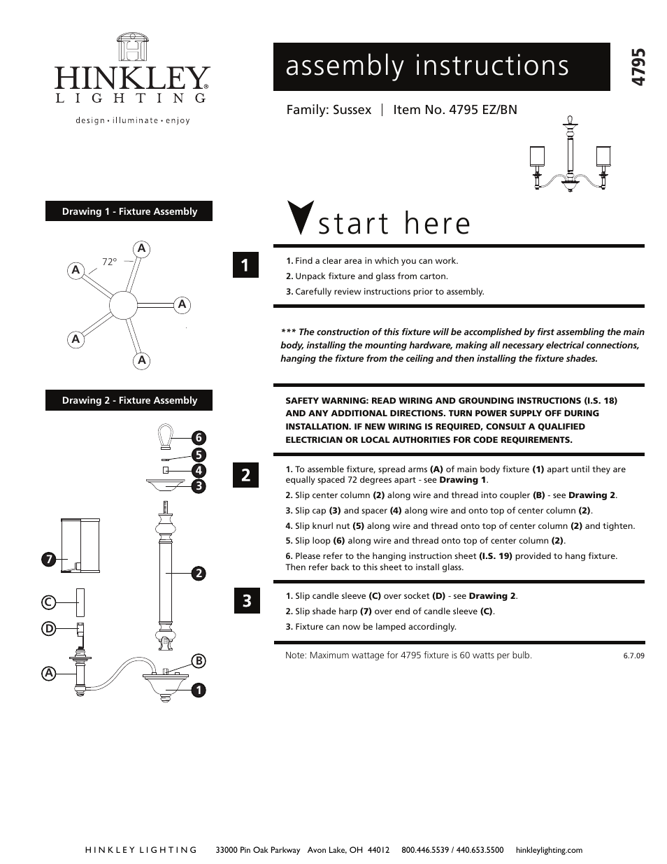 Hinkley Lighting SUSSEX 4795EZ User Manual | 3 pages