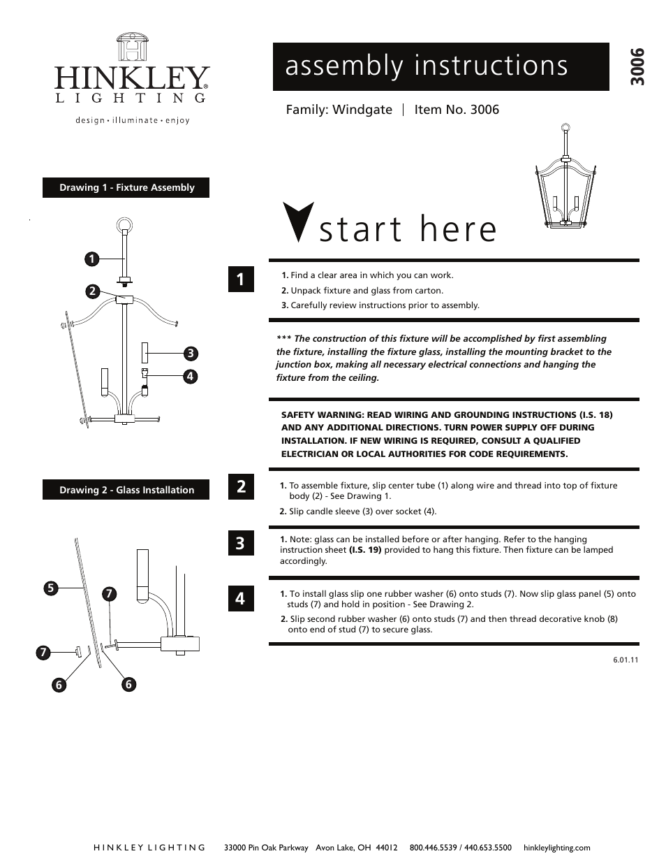 Hinkley Lighting WINGATE 3006OZ User Manual | 2 pages