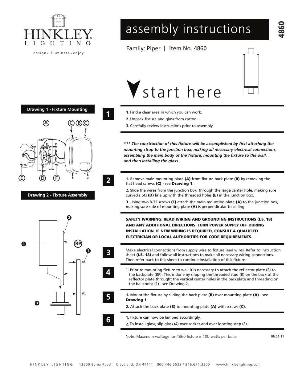 Hinkley Lighting PIPER 4860BN User Manual | 1 page