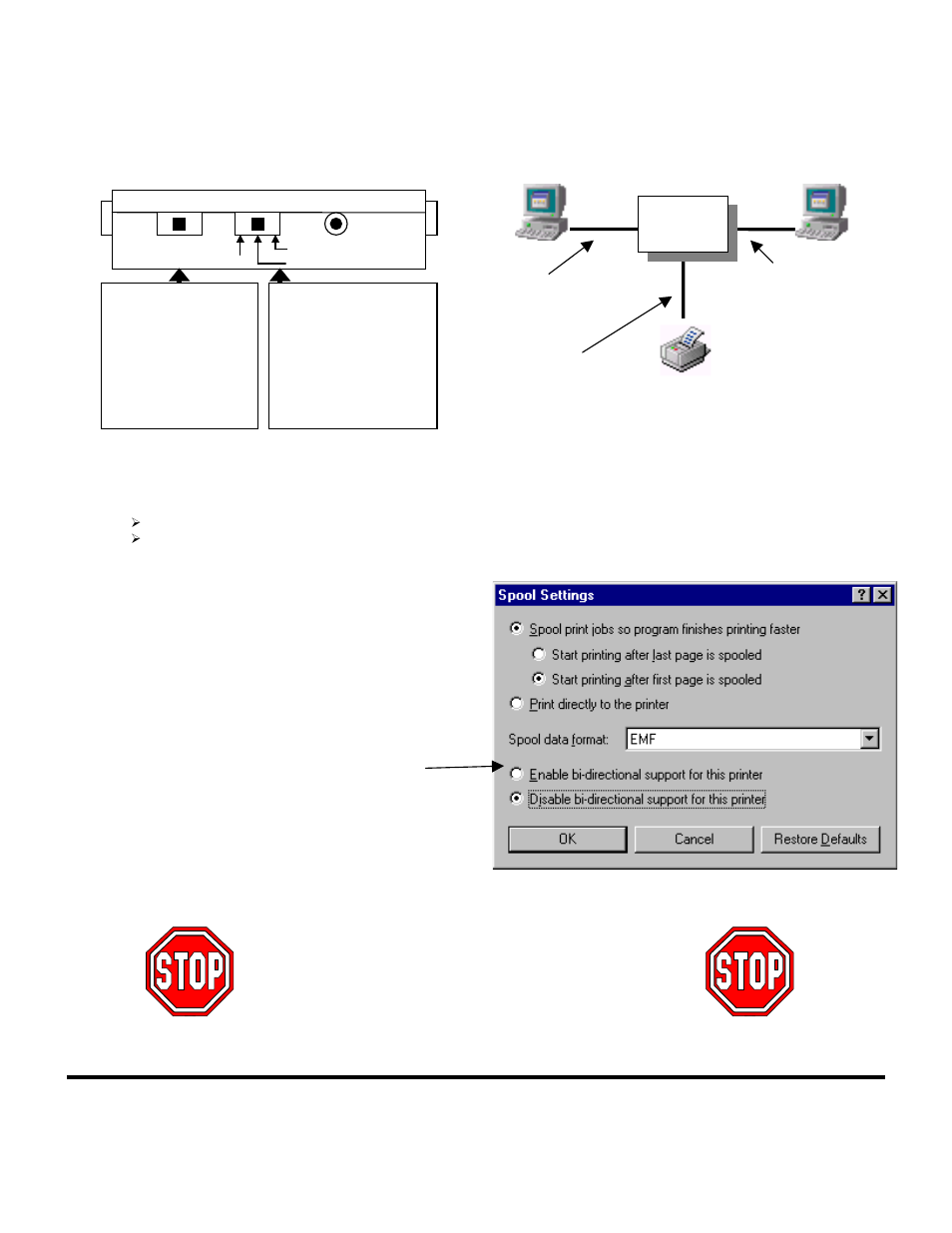 Two computers sharing one printer, Using the autoswitch, You’re done | Do not continue to the next page) | Belkin F1U109 User Manual | Page 2 / 11
