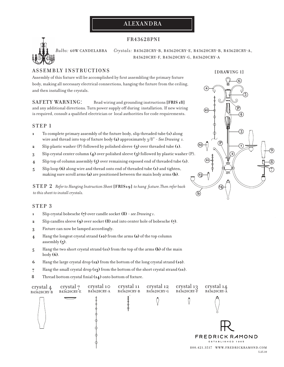 Hinkley Lighting ALEXANDRA FR43628PNI User Manual | 1 page