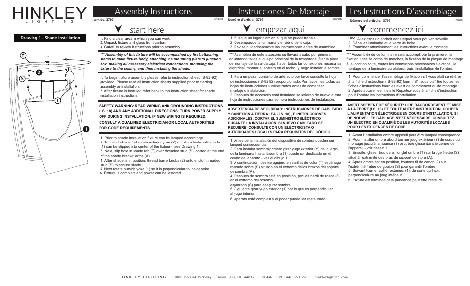 Hinkley Lighting BLAKELY 3797KZ User Manual | 3 pages