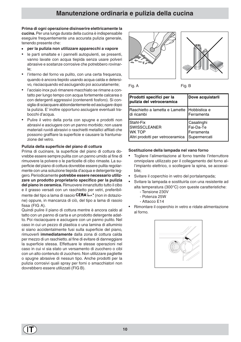 Manutenzione ordinaria e pulizia della cucina | Indesit K6 C10/R User Manual | Page 11 / 48