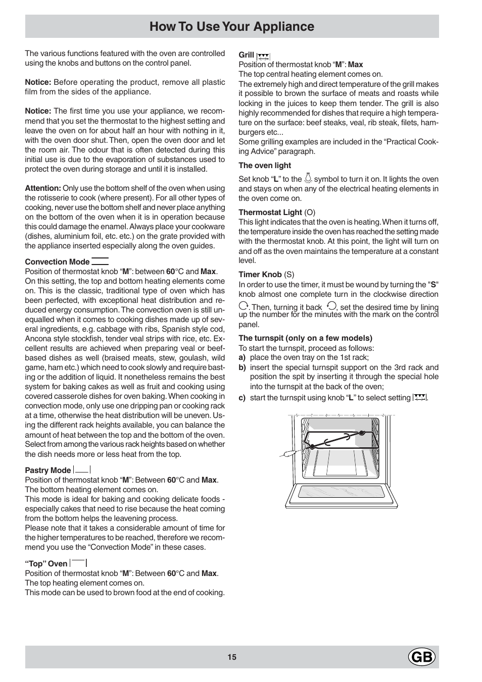 How to use your appliance | Indesit K6 C10/R User Manual | Page 16 / 48