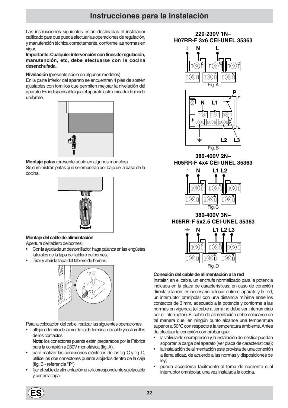 Instrucciones para la instalación | Indesit K6 C10/R User Manual | Page 33 / 48