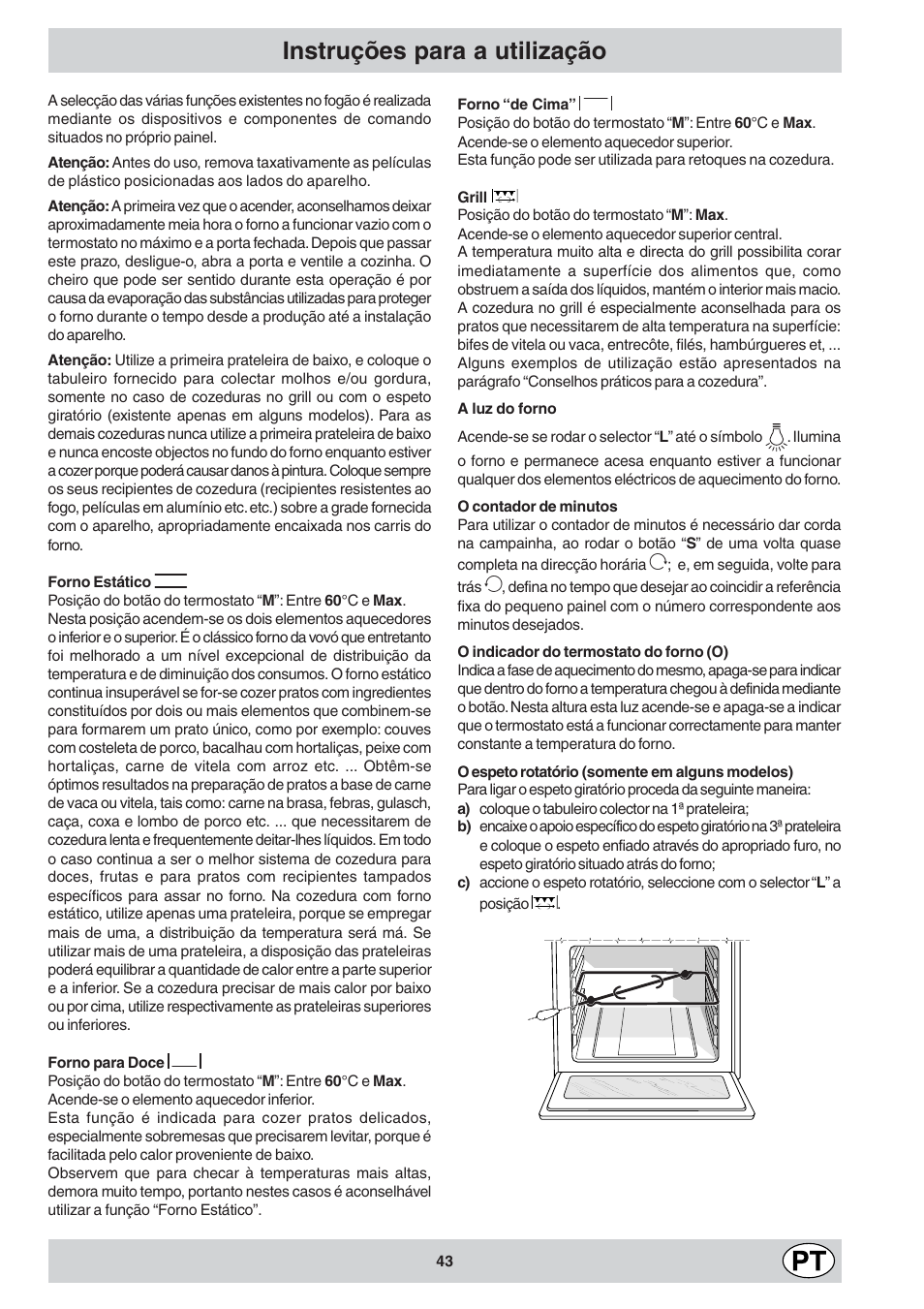 Instruções para a utilização | Indesit K6 C10/R User Manual | Page 44 / 48