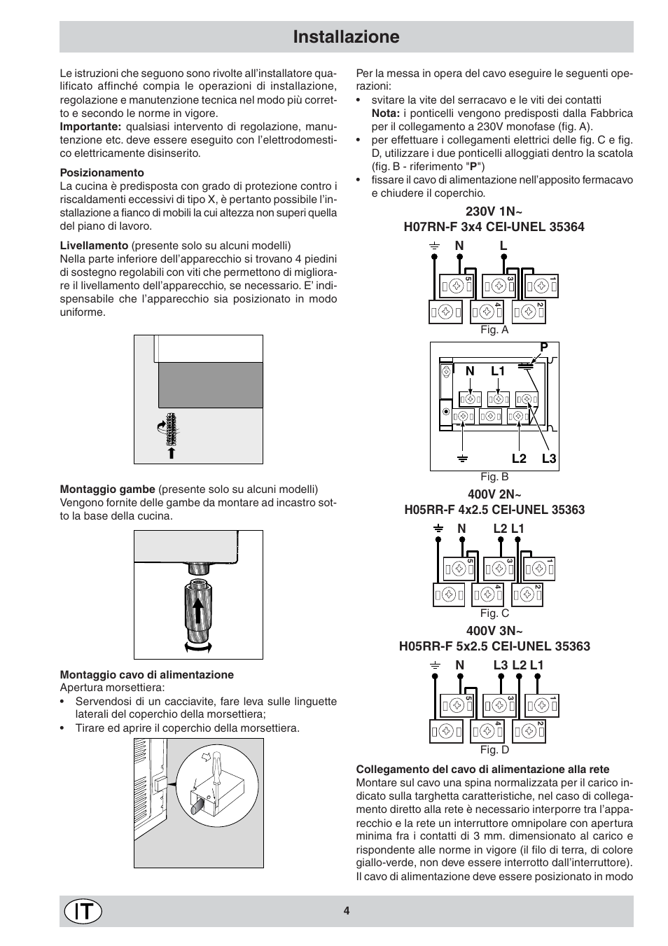 Installazione | Indesit K6 C10/R User Manual | Page 5 / 48