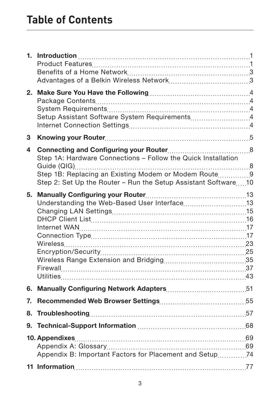 Belkin ADSL2+ Modem with Wireless G Router F5D7632uk4A User Manual | Page 3 / 86