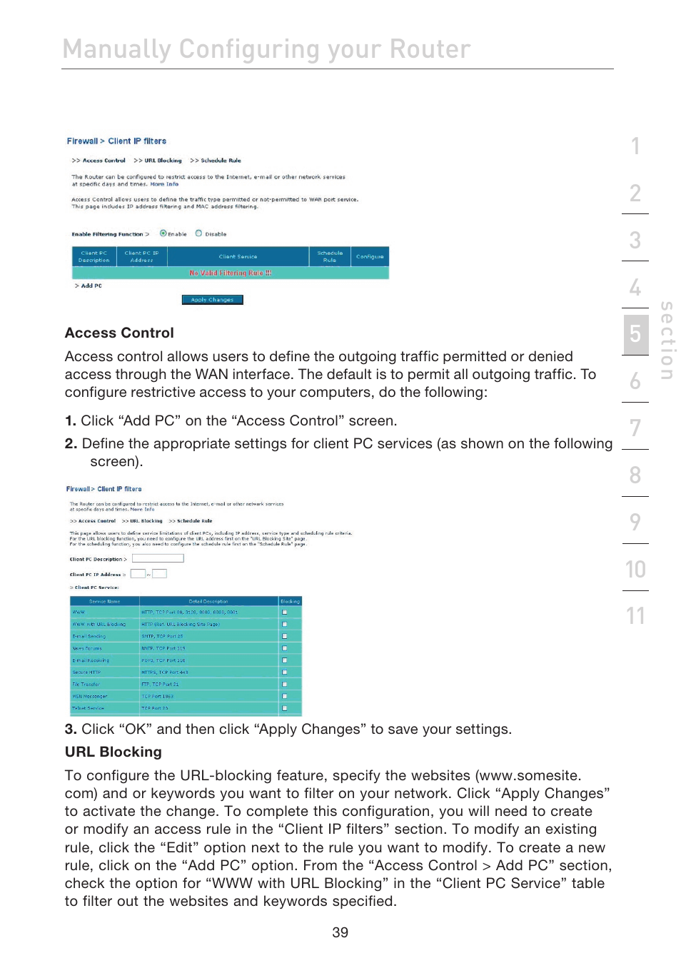 Manually configuring your router | Belkin ADSL2+ Modem with Wireless G Router F5D7632uk4A User Manual | Page 43 / 86