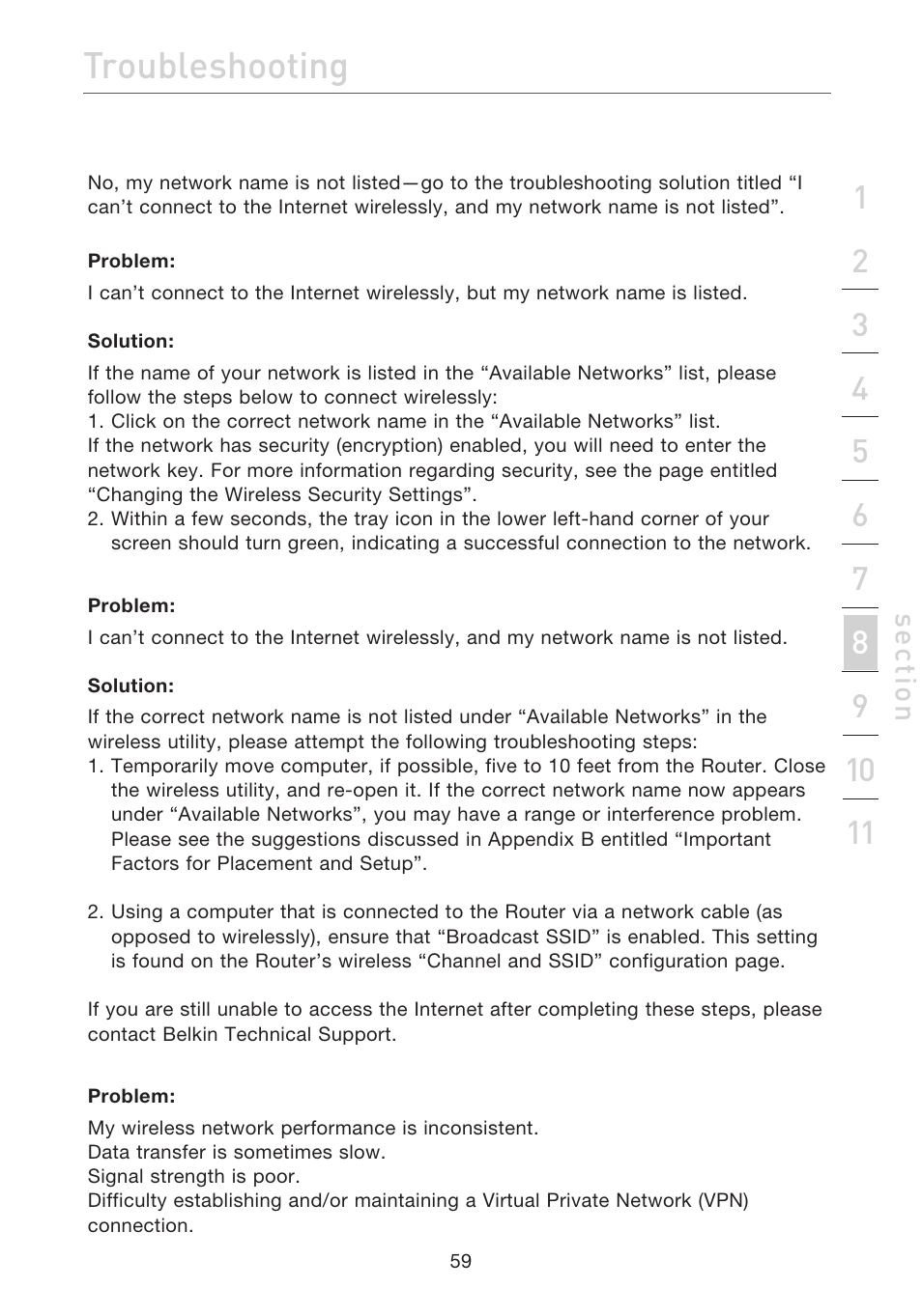 Troubleshooting | Belkin ADSL2+ Modem with Wireless G Router F5D7632uk4A User Manual | Page 63 / 86