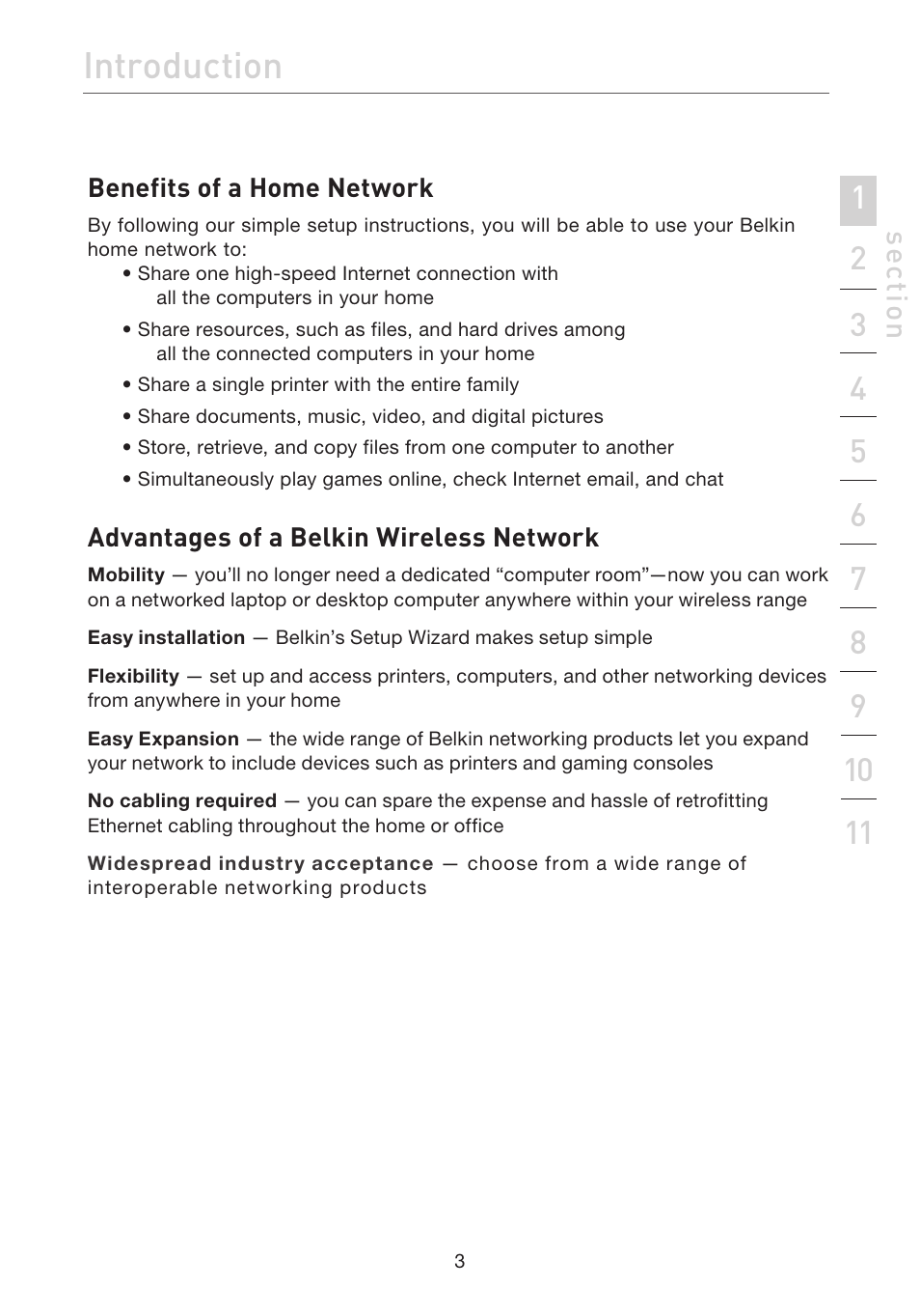 Introduction, Se ct io n | Belkin ADSL2+ Modem with Wireless G Router F5D7632uk4A User Manual | Page 7 / 86