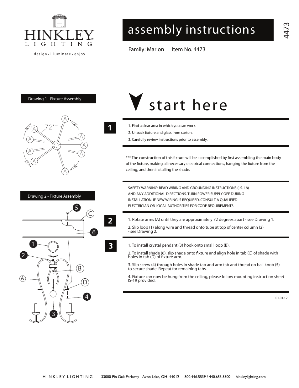 Hinkley Lighting MARION 4473TB User Manual | 2 pages