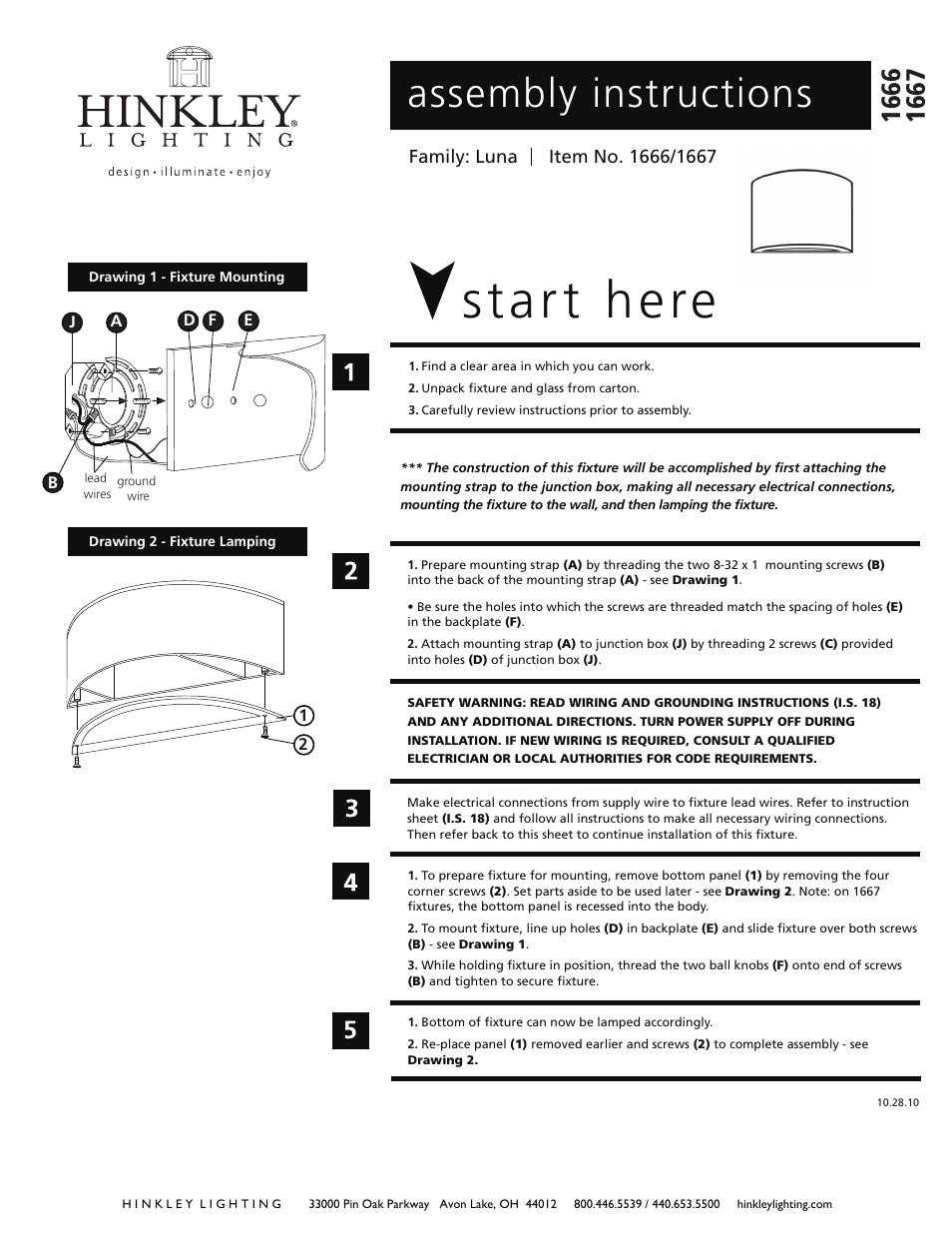 Hinkley Lighting LUNA 1667 User Manual | 3 pages