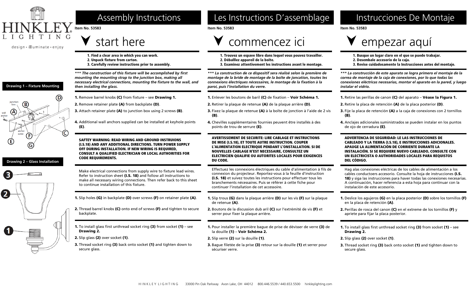 Hinkley Lighting CLAIRE 53584 User Manual | 2 pages