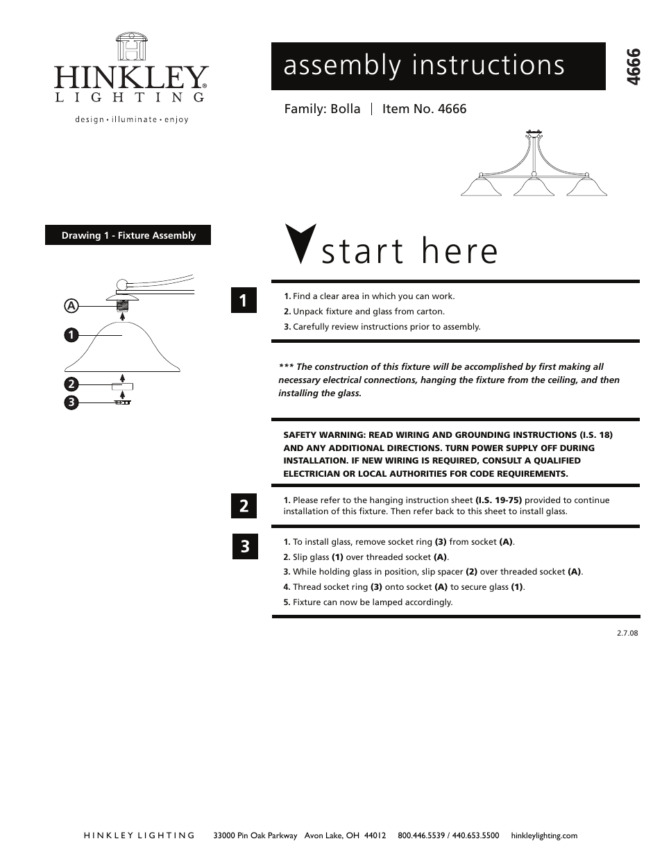 Hinkley Lighting BOLLA 4666OB User Manual | 3 pages