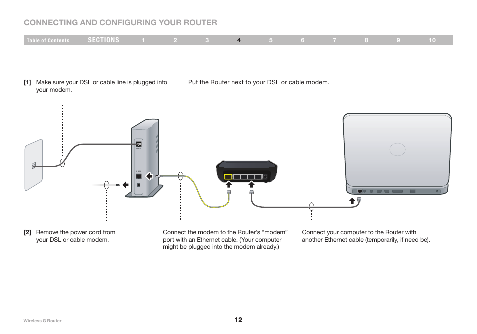 Connecting and configuring your router | Belkin F5D7234-4 User Manual | Page 14 / 105