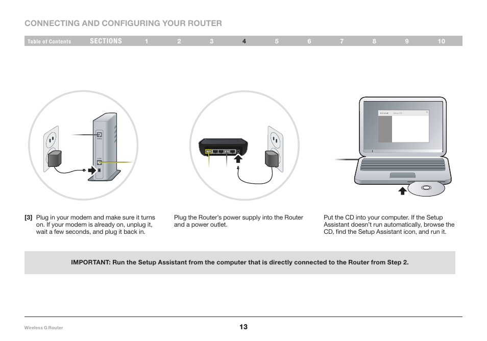 Connecting and configuring your router | Belkin F5D7234-4 User Manual | Page 15 / 105