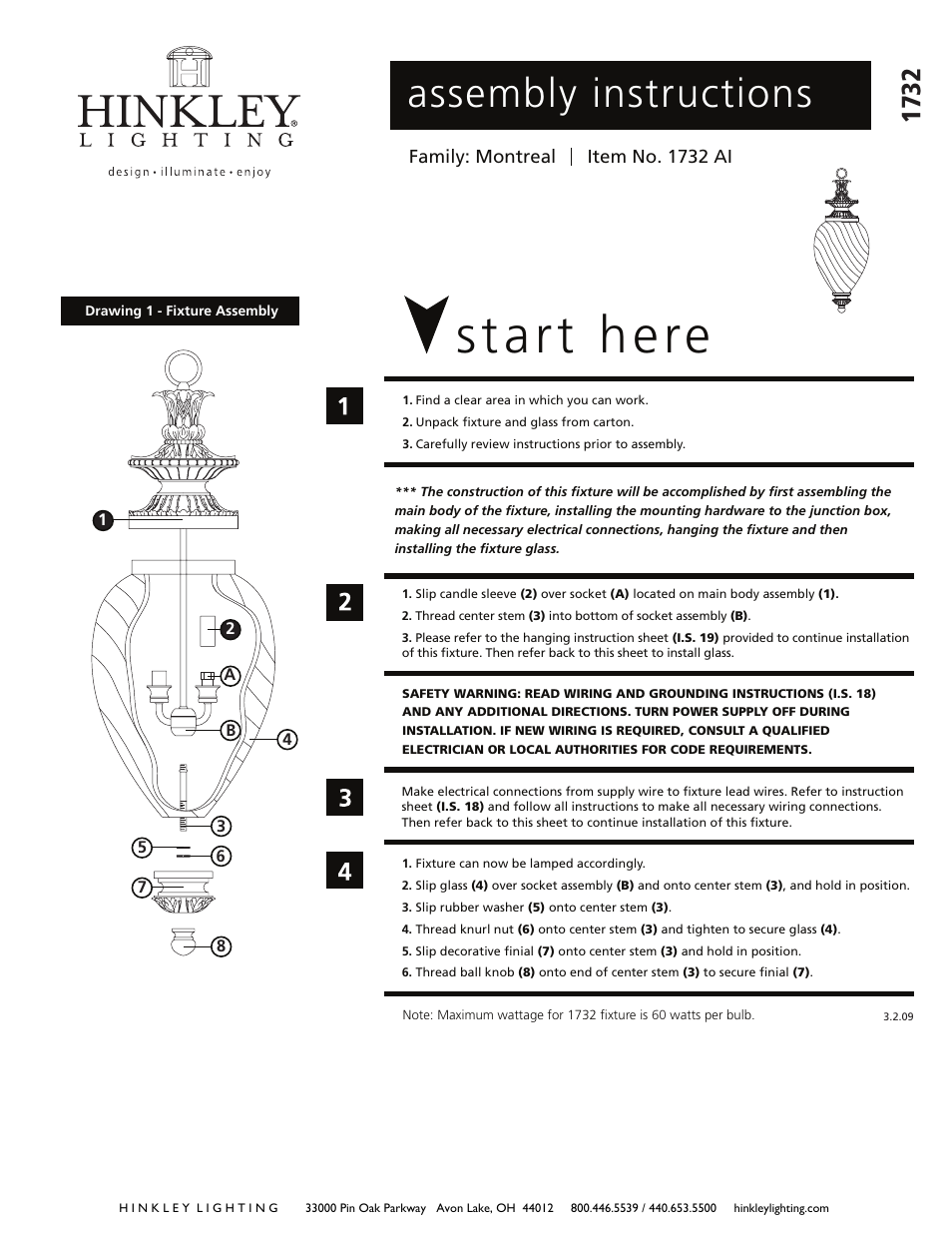 Hinkley Lighting MONTREAL 1732AI User Manual | 2 pages
