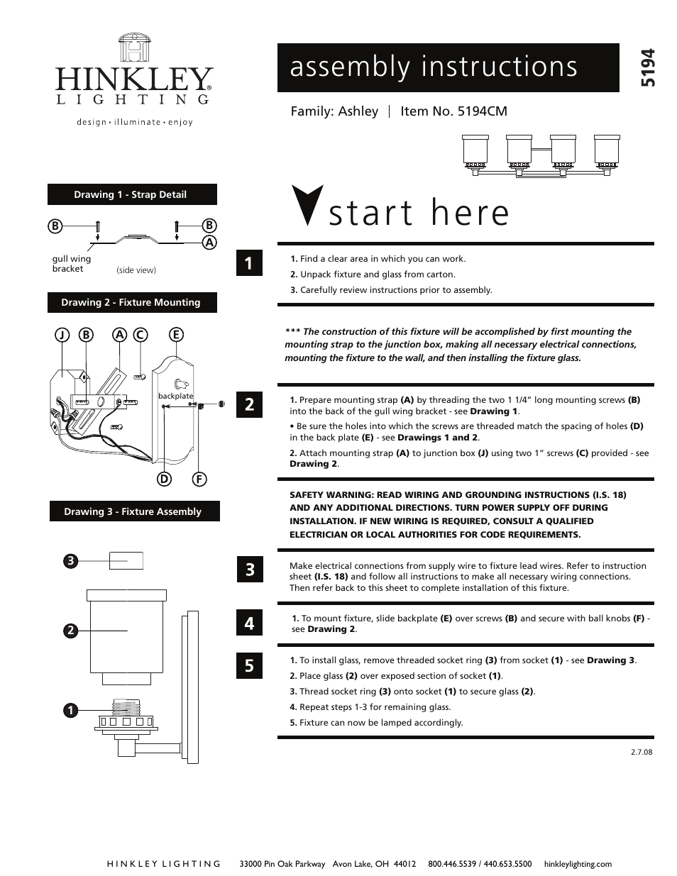 Hinkley Lighting ASHLEY 5194 User Manual | 2 pages