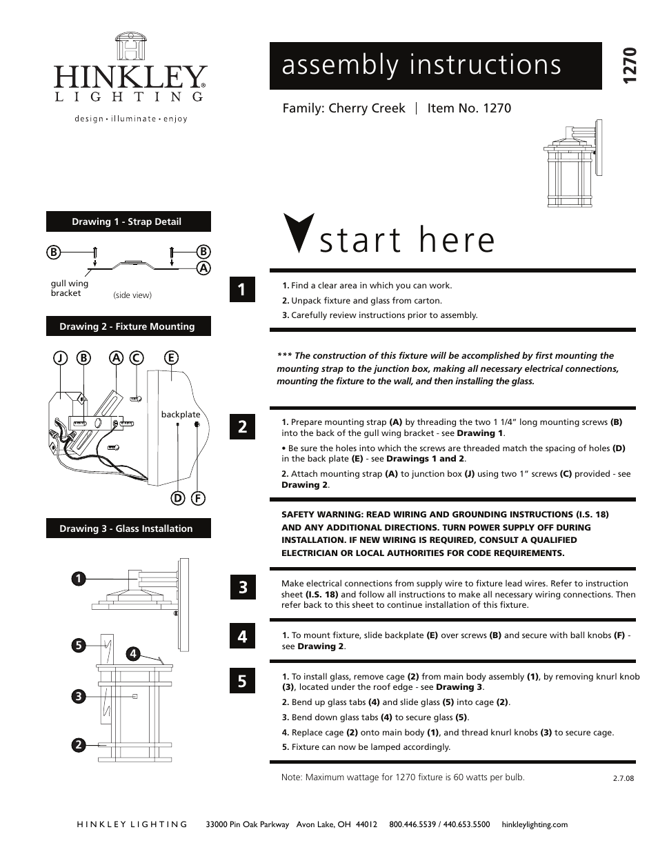Hinkley Lighting CHERRY CREEK 1270 User Manual | 3 pages
